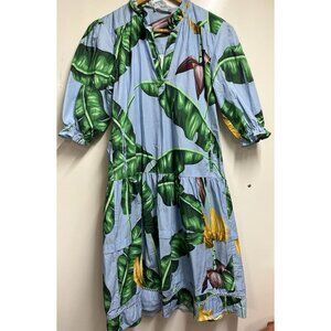 Maude Vivante Women’s XS Colorful Tropical Leaf Puff Sleeve Fit & Flare Dress